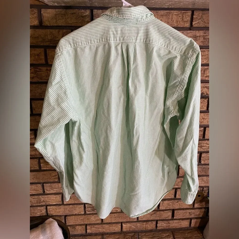 Green and white‎ striped ralph lauren button down